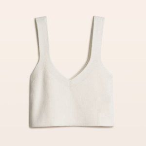 Aritzia Wilfred Mony Knit Crop Top in White